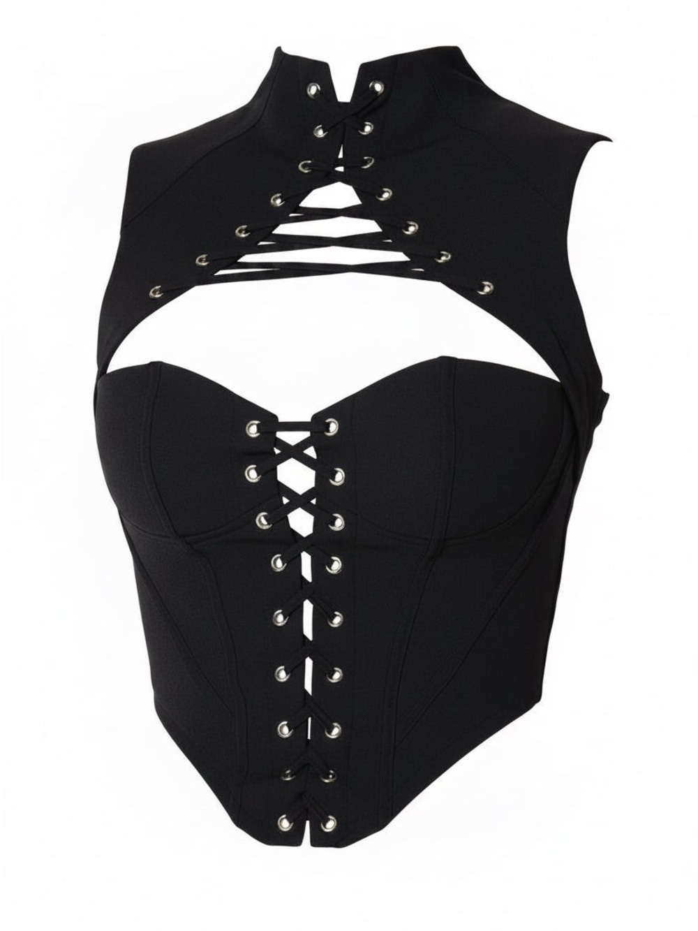 Black Lace-Up Corset Top